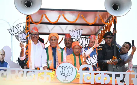 Lucknow News : राजनाथ सिंह के रोड शो में शामिल हुए नोएडा के भाजपाई व समाजसेवी