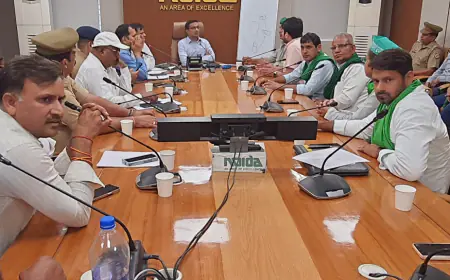 Noida News : भारतीय किसान परिषद के नेताओं ने नोएडा सीईओ से की वार्ता, 24 मई लखनऊ में होगी बैठक