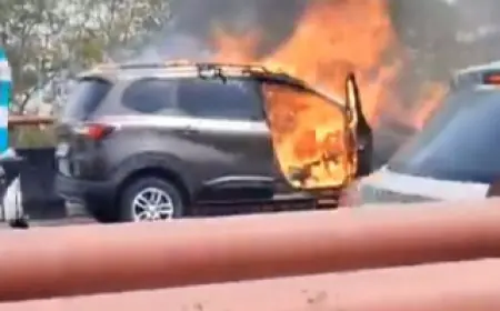 Noida News : चलती कार में लगी आग, चालक ने कूदकर बचाई जान