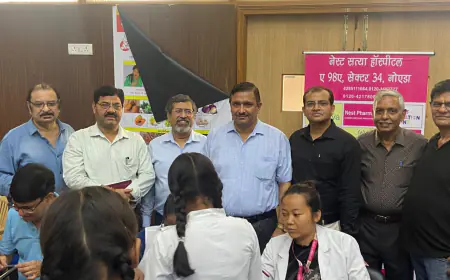 Noida News : भाऊराव देवरस सरस्वती विद्या मंदिर में  स्वास्थ्य कैंप, छात्राओं की रक्त की हुई जांच