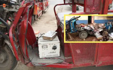 Noida News : ई-रिक्शा की बैटरी चार्ज करते समय करंट लगा, मौत