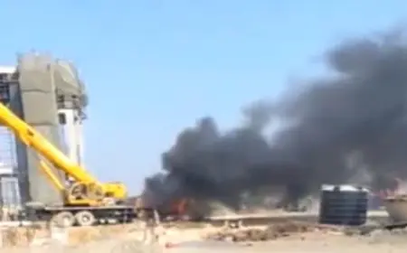 Greater Noida News : एयरपोर्ट पर काम करते समय क्रेन में लगी आग