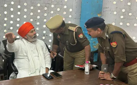 Noida News : महापंचायत के लिए निकले राकेश टिकैत को पुलिस ने टप्पल में रोका