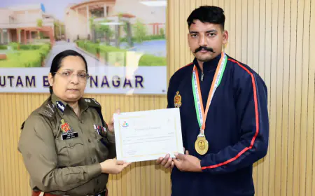 Noida News : आरक्षी निशांत मलिक ने ऑल इंडिया पुलिस धनुर्विद्या में प्राप्त किया गोल्ड मेडल, सीपी ने किया पुरस्कृत