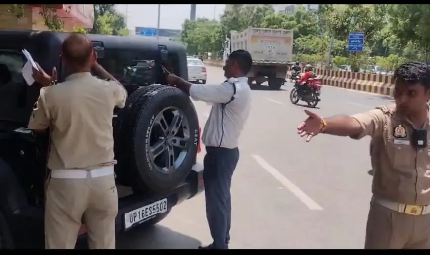 Noida News : काली फिल्म लगाकर वाहन चलाने वाले लोगों के खिलाफ यातायात पुलिस ने चलाया विशेष अभियान