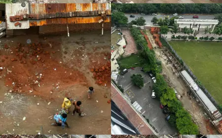 Noida News : निर्माणाधीन स्कूल की दीवार गिरी, सास की मौत, बहू घायल
