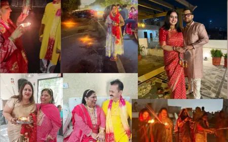 Noida News : नोएडा के सोसाइटीज,गांवों, सेक्टरों में हाथों में पूजा की थाली ले सुहागानों ने किया चांद का दीदार