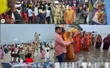 Noida News : उगते भास्कर को अर्घ्य देकर चार दिन से चल रहे छठ महापर्व का व्रतियों ने किया समापन, पुलिस ने किया  सुरक्षा के कड़े इंतजाम