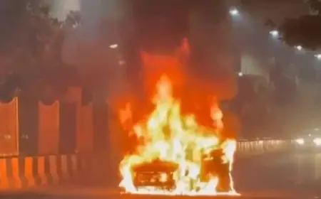 Noida News : चलती कार में लगी आग