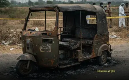 Ghaziabad News : ऑटो रिक्शा में मिला जला हुआ शव, हत्या की आशंका