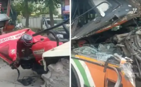 Ghaziabad News : रोडवेज बस ने मारी ट्रैक्टर में टक्कर, ट्रैक्टर चालक की मौत, बस चालक सहित सात घायल