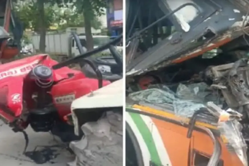 Ghaziabad News : रोडवेज बस ने मारी ट्रैक्टर में टक्कर, ट्रैक्टर चालक की मौत, बस चालक सहित सात घायल