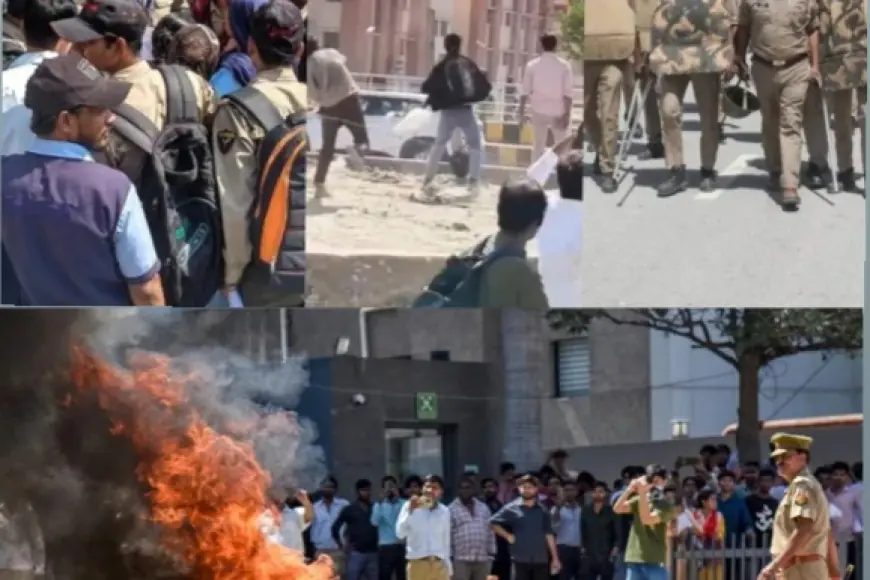 Noida News : नोएडा में मंगलवार को भी श्रमिकों का बवाल जारी, कई जगह हुए उग्र प्रदर्शन