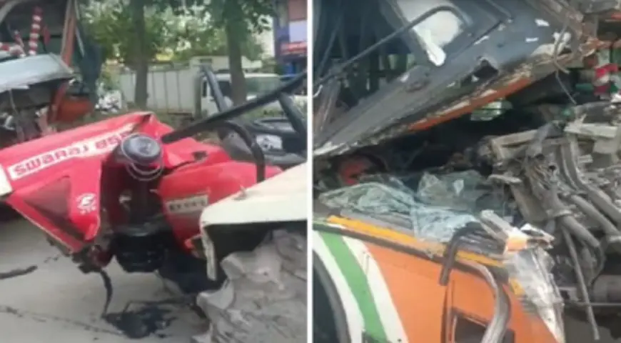 Ghaziabad News : रोडवेज बस ने मारी ट्रैक्टर में टक्कर, ट्रैक्टर चालक की मौत, बस चालक सहित सात घायल