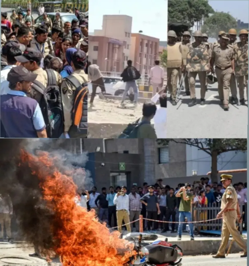 Noida News : नोएडा में मंगलवार को भी श्रमिकों का बवाल जारी, कई जगह हुए उग्र प्रदर्शन