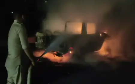 Greater Noida News : यमुना एक्सप्रेसवे पर चलती थार जीप में लगी आग