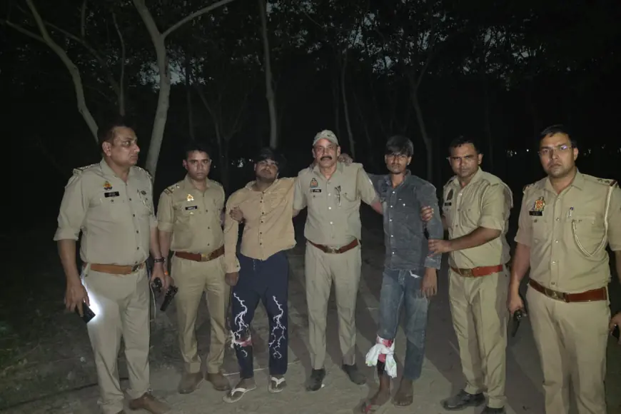 Noida News : युवक की हत्या के आरोपी चार बदमाश पुलिस मुठभेड़ में गिरफ्तार, 2 के पैर में लगी गोली