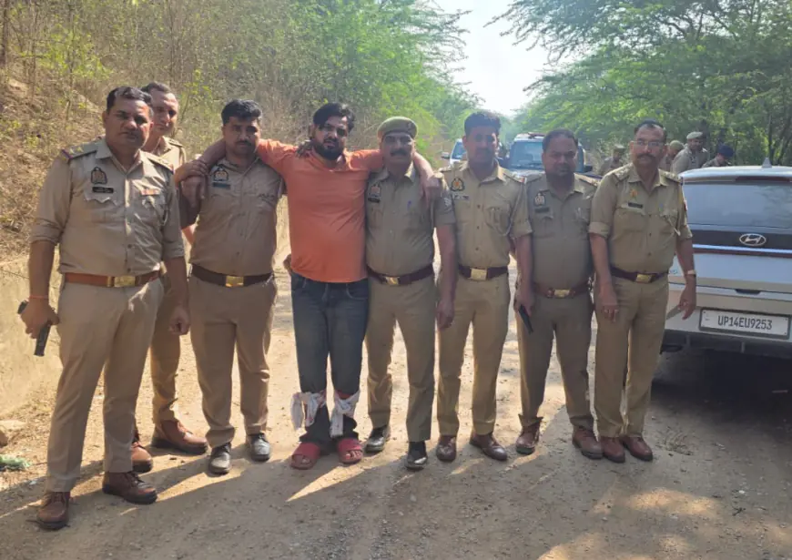 Greater Noida News : पड़ोसी की गोली मारकर हत्या करने वाला बदमाश मुठभेड़ के दौरान गिरफ्तार, दोनों पैर में लगी गोली