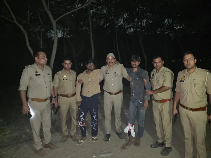 Noida News : युवक की हत्या के आरोपी चार बदमाश पुलिस मुठभेड़ में गिरफ्तार, 2 के पैर में लगी गोली