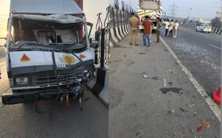 Noida News : बस में मारी कैंटर ने टक्कर ,परिचालक की मौत