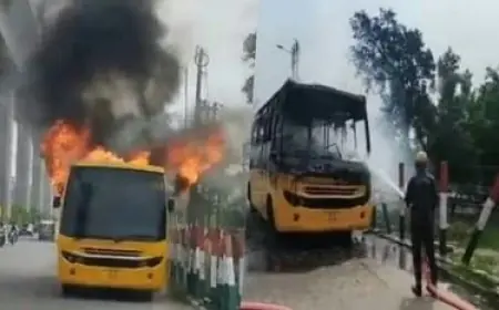 Ghaziabad News : स्कूल बस में लगी आग