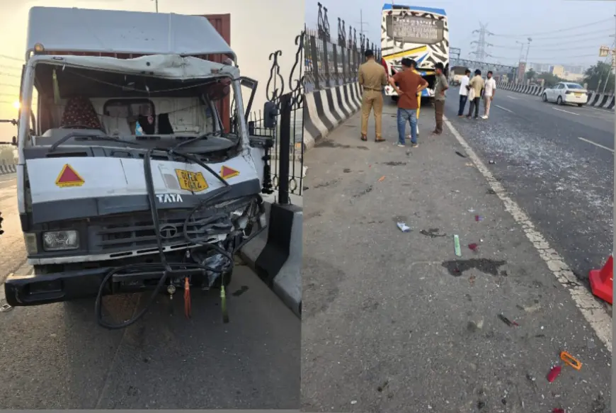Noida News : बस में मारी कैंटर ने टक्कर ,परिचालक की मौत
