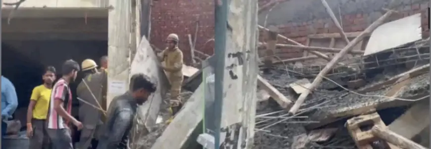 Noida News : निर्माणाधीन मार्केट का लेंटर गिरा, महिला समेत तीन घायल