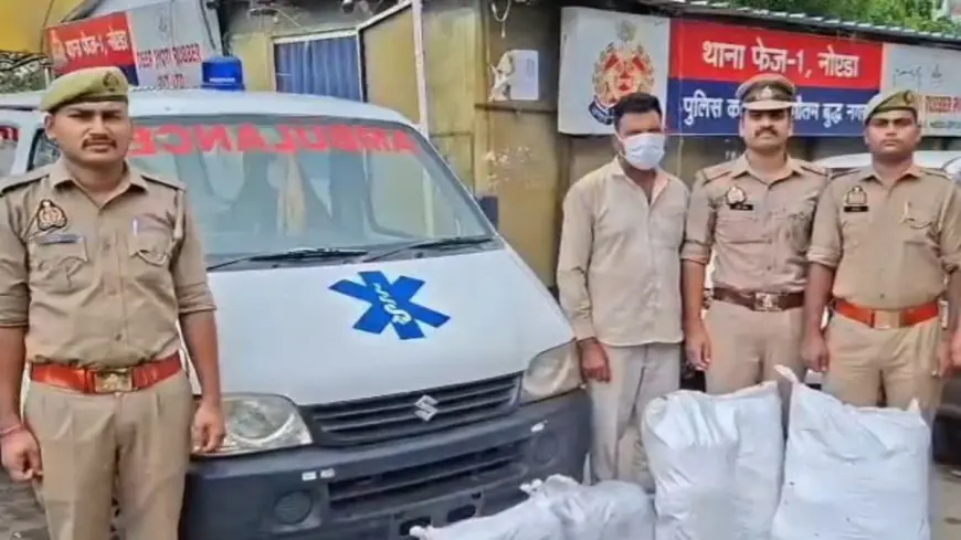 Noida News : मादक पदार्थ की तस्करी के लिए उपयोग की जा रही है एंबुलेंस, 64 किलो गांजा सहित एक गिरफ्तार