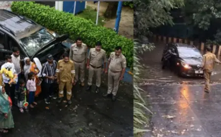 Noida News : अंडरपास के नीचे भरे पानी में फंसी कार,  7 लोगों को रेसक्यू करके पुलिस ने निकाला बाहर