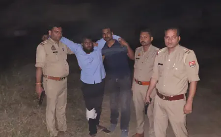 Jewar News : हत्यारोपी 25 हजार रुपए  का इनामी बदमाश पुलिस मुठभेड़ में गिरफ्तार, पैर मे लगी गोली